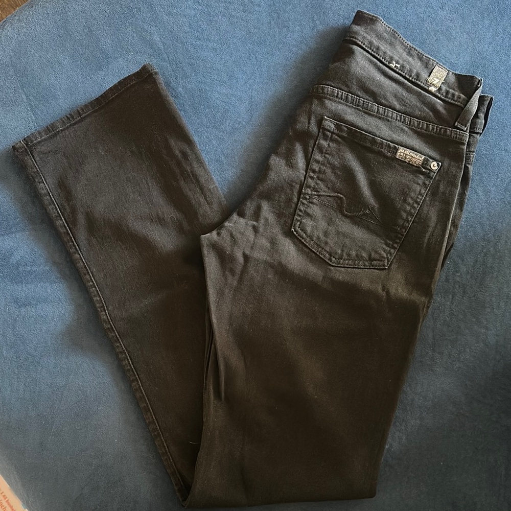 7 For All Mankind Black Straight Jeans